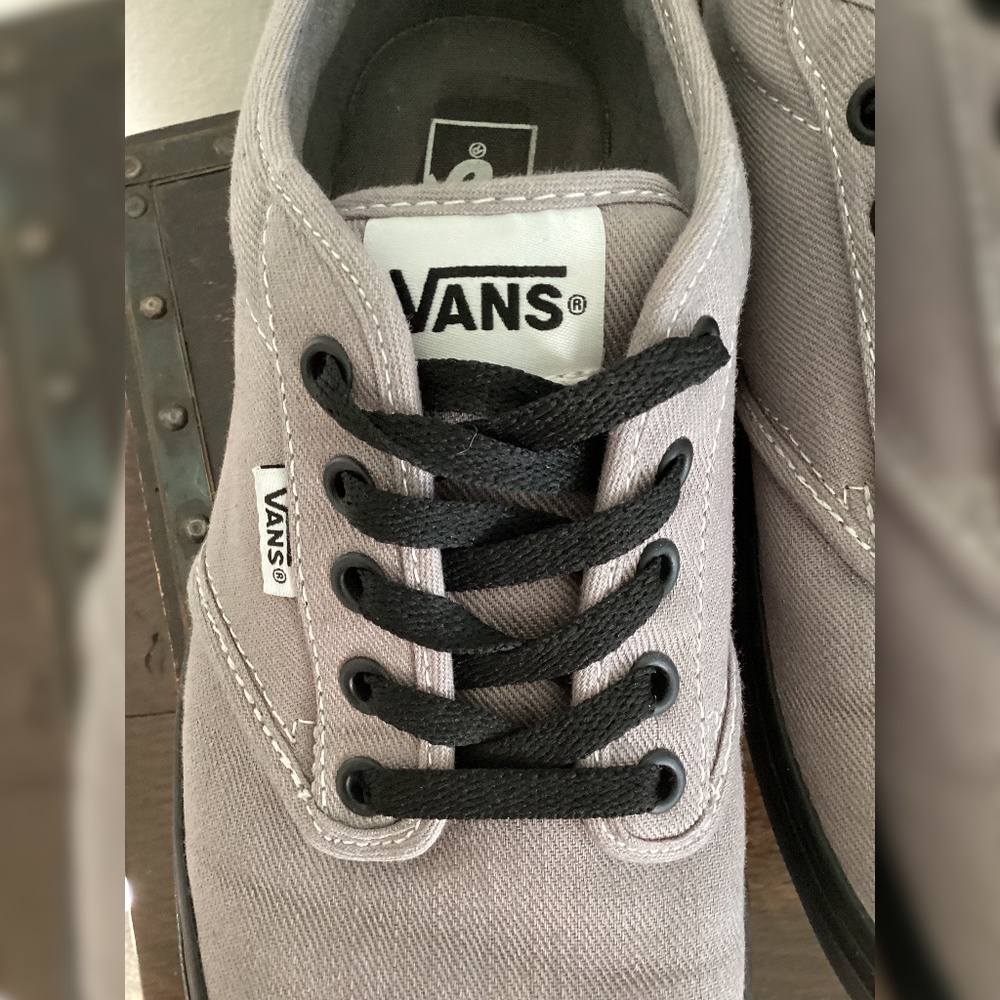Vans Authentic Grey Canvas Sneakers | Men’s 9.5 | Clean & Classic - Picture 4 of 13